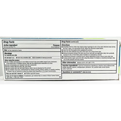Drug facts label for a topical product with active and inactive ingredients, directions, and contact information.