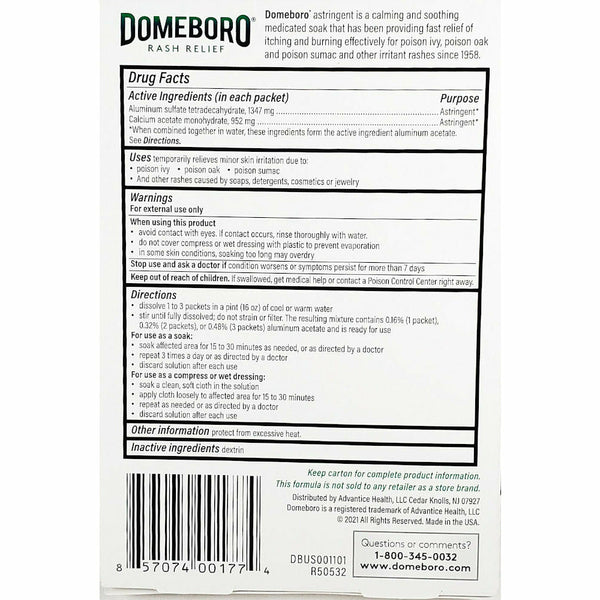 Domeboro Medicated Soak Poison Ivy, Oak & Sumac Itch Relief