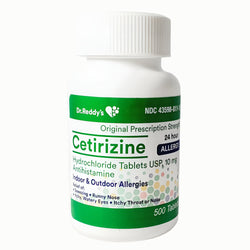 Cetirizine 10 mg, 500 Tablets