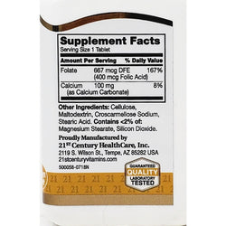 Folic Acid 400 mcg 250 Tablets by 21st Century