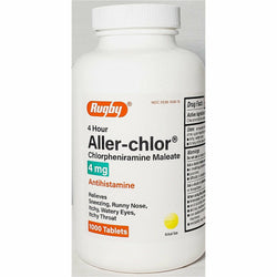 Rugby Aller-Chlor, Chlorpheniramine Maleate 4 mg 1000 Tablets