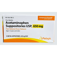 Acetaminophen 650 mg (Suppositories) 12 Count by Padagis - Image 1