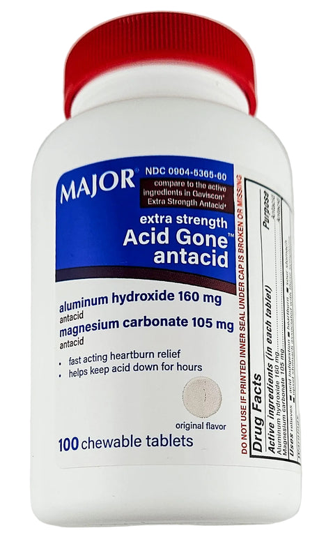 Acid Gone 100 Chewable Tablets by Major - Main product image