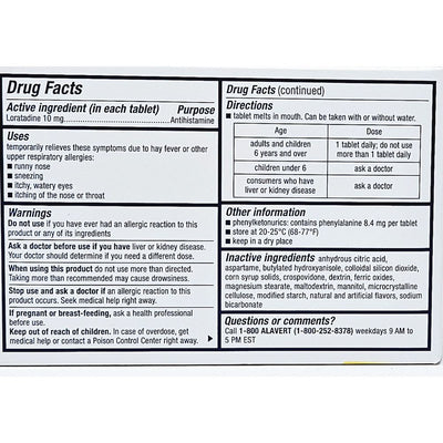 Alavert (Loratadine 10 mg) 18 Tablets
