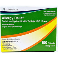 Allergy Relief, Cetirizine 10 mg 100 Tablets - Image 1