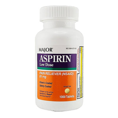 Aspirin 81 mg (Low Dose) 1000 Tablets by Major