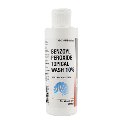 Benzoyl Peroxide Topical Wash 10% bottle on a white background