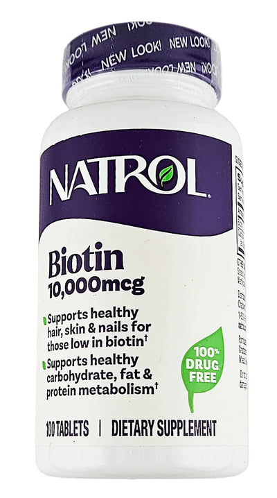 Biotin 10,000 mcg 100 Tablets by Natrol