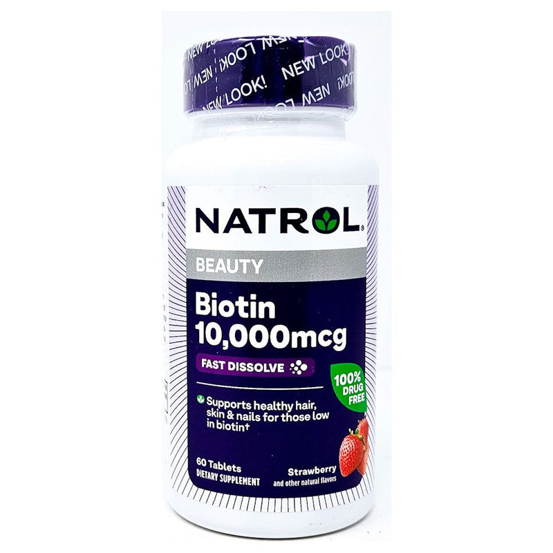 Biotin 10,000 mcg 60 Fast Dissolve Tablets by Natrol - Main product image
