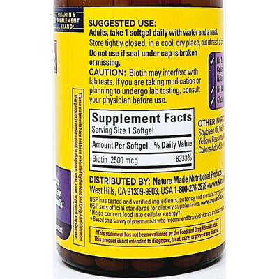 Biotin 2500 mcg 90 Softgels