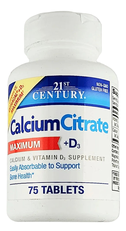 Calcium Citrate plus D3, 75 Tablets by 21st Century - Main product image