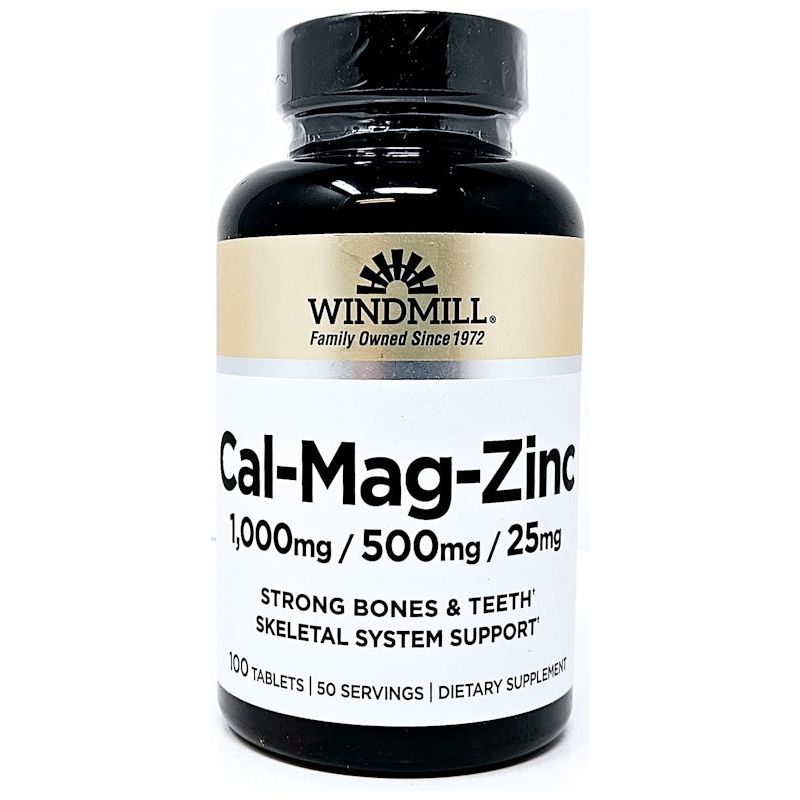 Calcium, Magnesium, Zinc Supplement, 100 Tablets by Windmill - Main product image