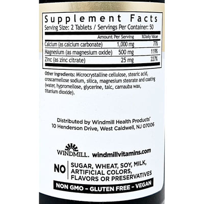Calcium, Magnesium, Zinc, 100 Tablets 