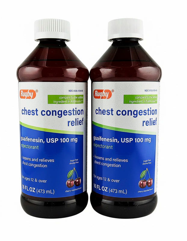 Chest Congestion Relief (Guaifenesin) 100 mg 16 fl oz each (2 Pack) by Rugby - Main product image