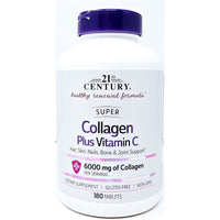 Collagen 6000 mg plus Vitamin C, 180 Tablets by 21st Century - Image 1