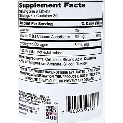 Collagen plus Vitamin C by 21st Century, supplemental facts
