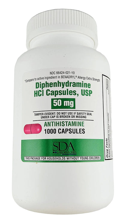 Diphenhydramine HCl, 50 mg 1000 Capsules by SDA