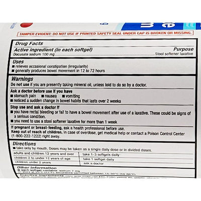 Drug facts label for a stool softener laxative with active ingredient sodium picosulfate.