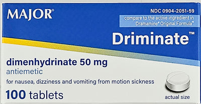 Driminate 50 mg (Antiemetic) 100 Tablets by Major