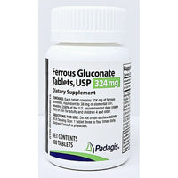Ferrous Gluconate 324 mg 100 Tablets by Padagis - Image 1