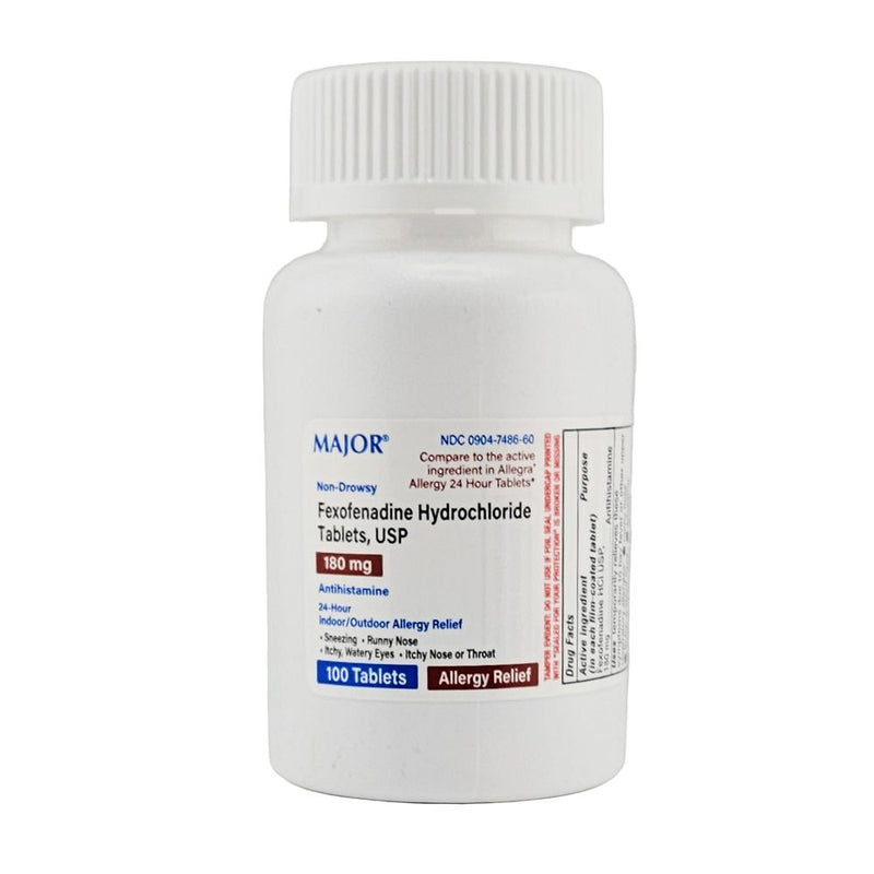 Fexofenadine Hydrochloride 180 mg 100 Tablets by Major - Main product image