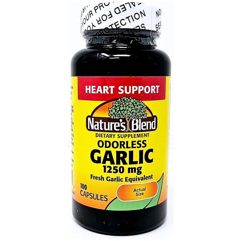 Garlic Supplement 1250 mg, 100 Capsules (Odorless) by Natures Blend - Main product image