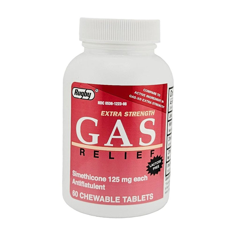 Gas Relief 125 mg 60 Chewable Tablets by Rugby - Main product image