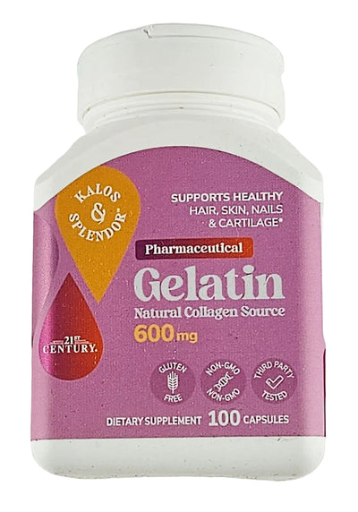 Gelatin 600 mg 100 Capsules by 21st Century