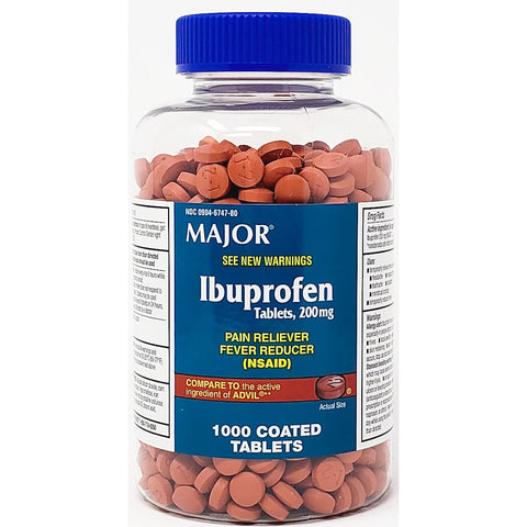 Ibuprofen 200 mg 1000 Coated Tablets by Major