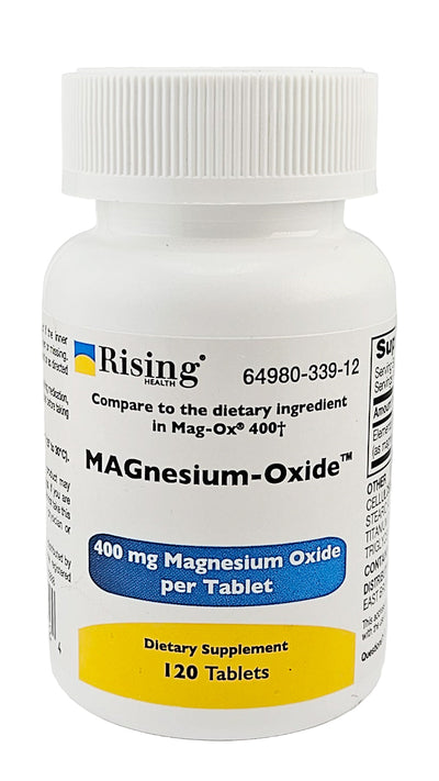 Magnesium Oxide, 400 mg 120 Tablets by Rising