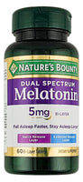 Melatonin 5 mg (Dual Spectrum) 60 Tablets, by Natures Bounty - Image 1