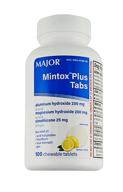 Mintox Plus Tabs, by Major 100 Tablets (Lemon Mint Flavor)
