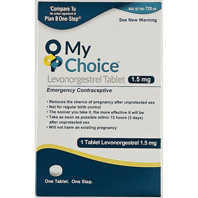 My Choice Levonorgestrel Tablet packaging with blue and white design