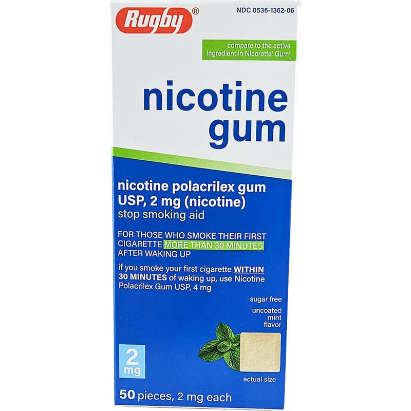 Nicotine Gum 2mg (Uncoated Mint Flavor) Sugar Free 50 Piece - Main product image