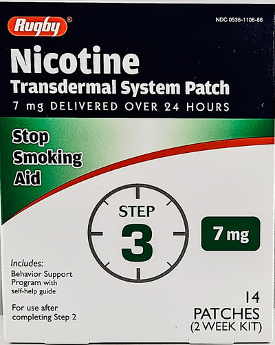 rugby tobacco patches Nicotine Transdermal Patch, Step 3 to Quit Smoking, 7mg, 14 Count Rugby Nicotine Patches 7mg: Quit