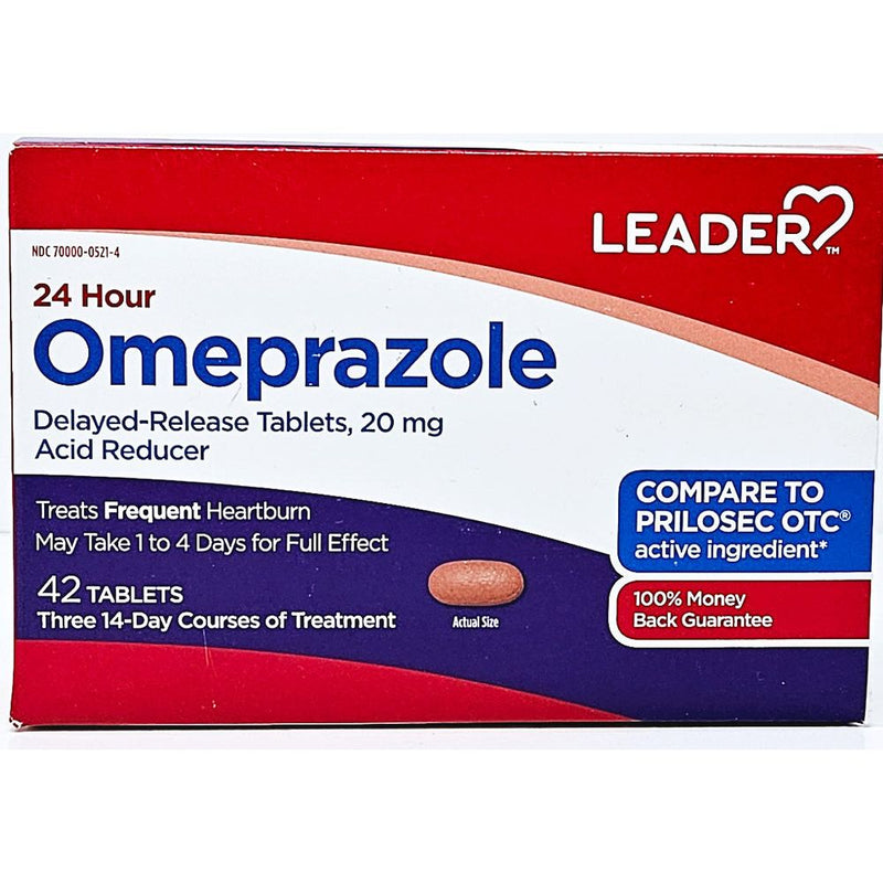 Omeprazole 20 mg (Delayed-Release) 42 Tablets by Leader - Main product image