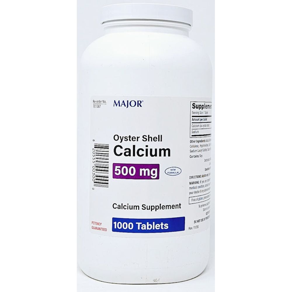 Calcim Shells Oyster Shell Calcium | 500 mg | 1000 Tablets - Hargraves Online Healthcare
