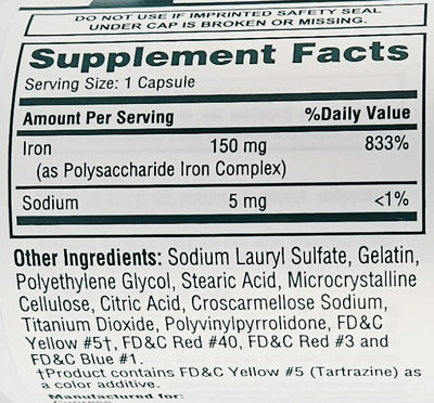 Supplement label with ingredient list and nutritional information on a white background