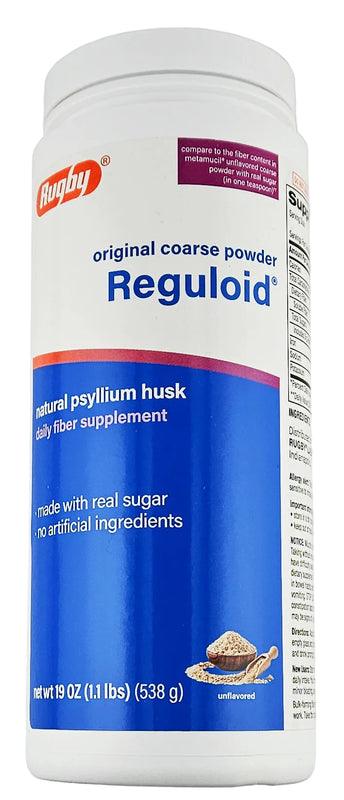Reguloid Psyllium Husk (Original Course) 19 oz each by Rugby (1 or 3 Pack) - Main product image