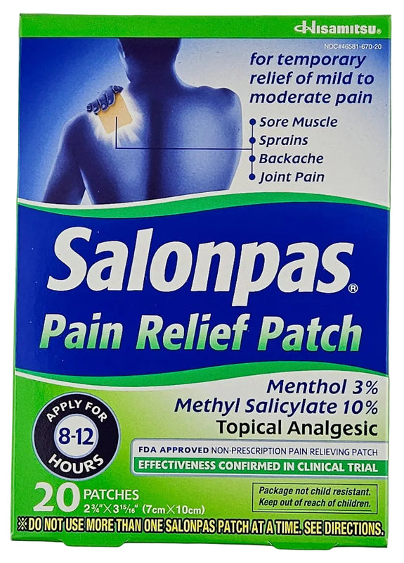 Salonpas Pain Relieving Patch, 20 Patches - Main product image
