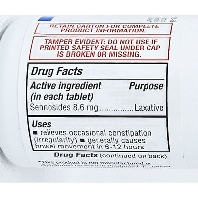 Senna Tablets (Sennosides) 8.6 mg 100 Tablets by Major