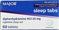 Sleep Tabs 25 mg 50 Tablets Each (1 or 3 Pack) by Major - Image 1