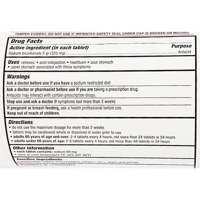 Sodium Bicarbonate 325 mg 1000 Tablets by Rugby