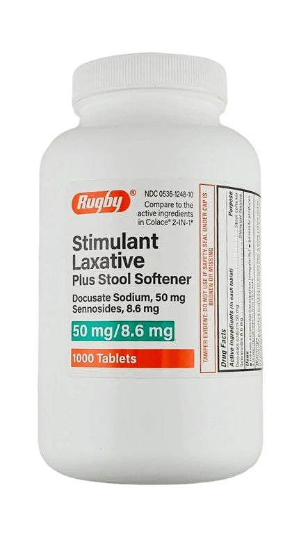 Stimulant Laxative plus Stool Softener 1000 Tablets by Rugby - Main product image