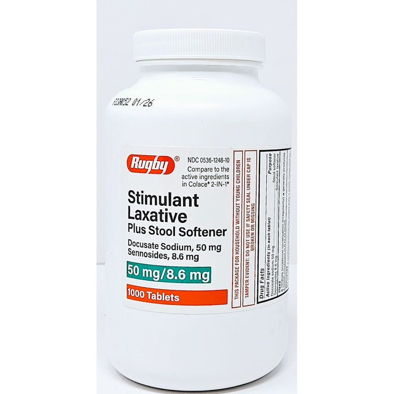 Stimulant Laxative plus Stool Softener 1000 Tablets by Rugby - Main product image