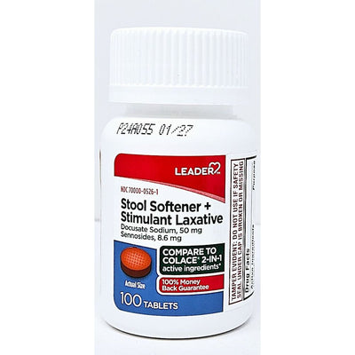 Stool Softener plus Stimulant Laxative 100 Tablets by Leader