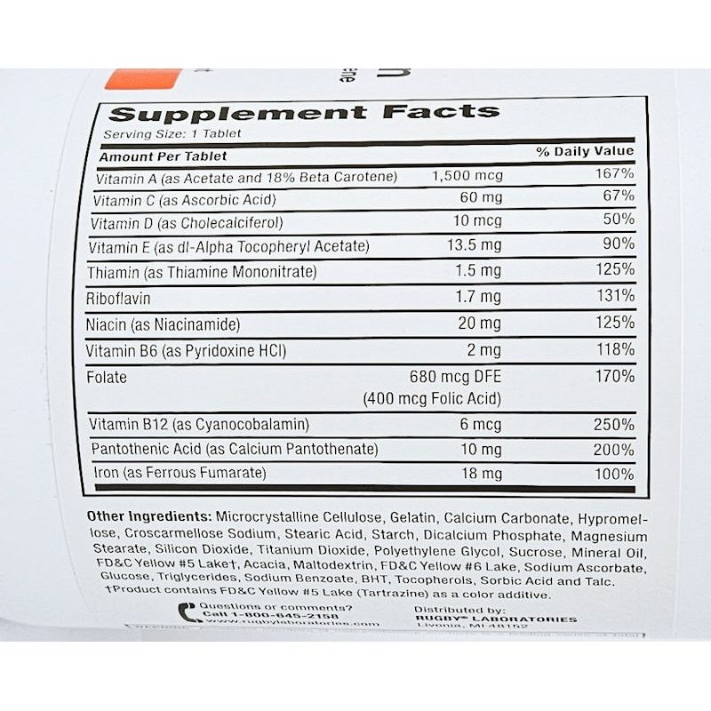 TabAVite Multivitamin w/ Iron 1000 Tablets Hargraves Online