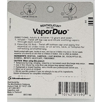 Vapor Duo Inhaler and Essential Oil Rub by Mentholatum