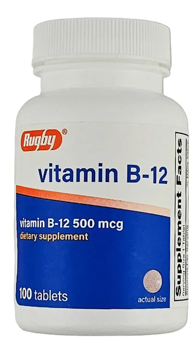 Vitamin B12 500 mcg 100 Tablets by Rugby