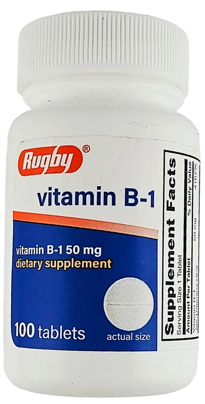 Vitamin B1, 50 mg by Rugby 100 Tablets (1 or 3 Pack) - Main product image